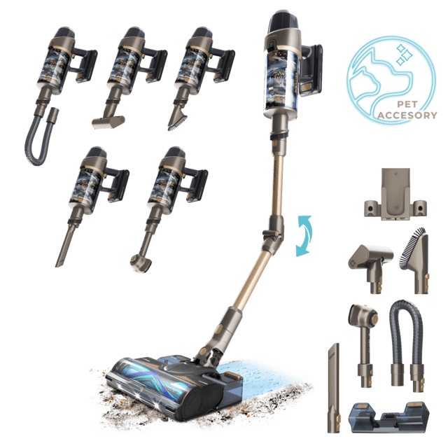 ﻿Cecotec Aspirador vertical Conga Rockstar 12500 Stellar AquaPet Flex. Máxima potencia de succión de 310 AW y ultrapotencia de 700 W. 100 minutos de autonomía. Cepillo HairLess antienredos. Tubo flexible y kit de accesorios