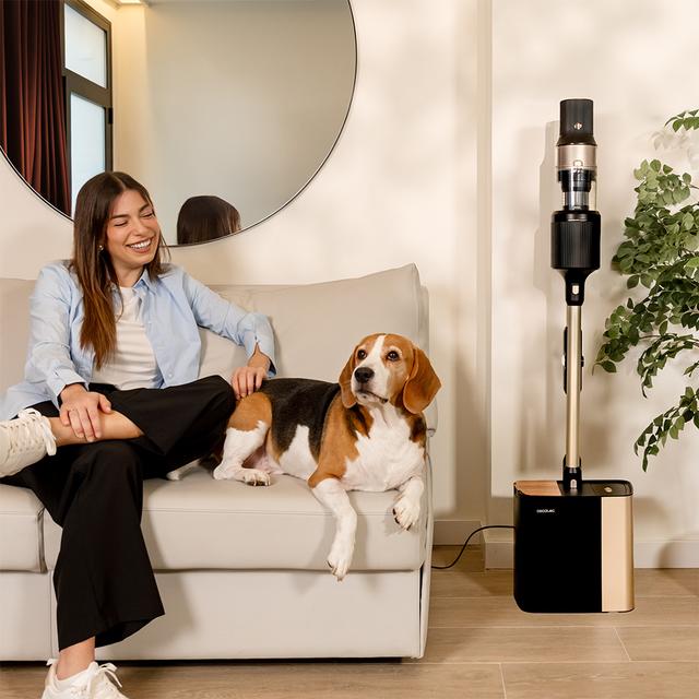 Cecotec Conga Rockstar 5500 Hurricane Station Pet Flex Aspirador vertical con base de autovaciado. 220 AW y 700 W. Tubo flexible y ciclón paralelo. 90 minutos de autonomía en modo Eco. HairLess Brush cepillo antienredos. Acces Descuentos del mes