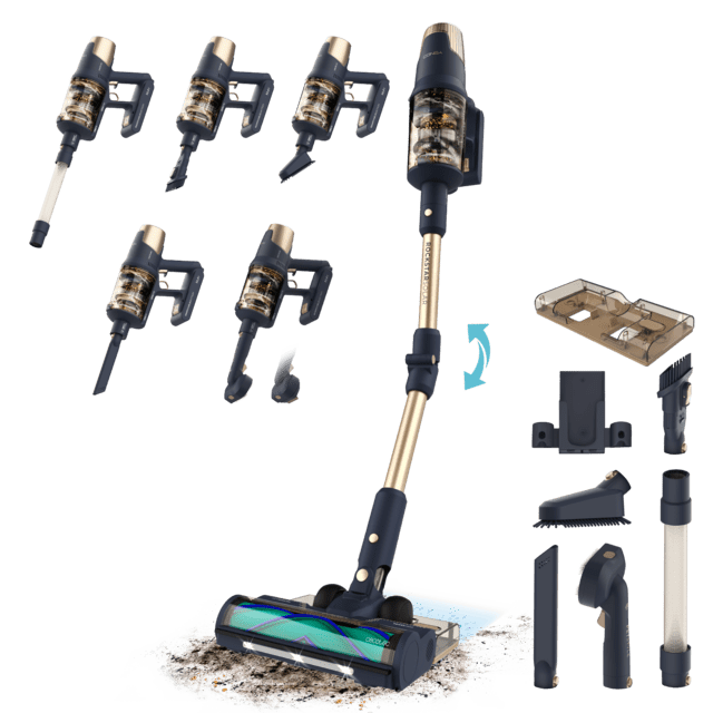 Cecotec Conga Rockstar 10500 Solar AquaPet Flex Aspirador escoba sin cable con Máxima potencia de succión de 300 AW y ultrapotencia de 780 W. 100 minutos de autonomía. Cepillo HairLess antienredos. Tubo flexible y kit de acce Rebajas de fin de temporada