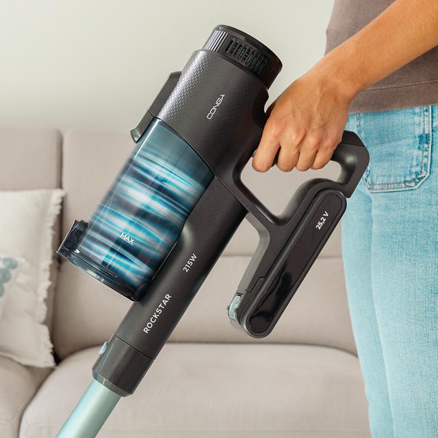 Cecotec Conga Rockstar 1500 Ray Pure Aspirador vertical 3 en 1 con potencia 215 W. 12 kPa. 45 minutos de autonomía. Cepillo Mixto. Depósito de 500 ml. Ciclón paralelo. Stielstaubsauger Outlet