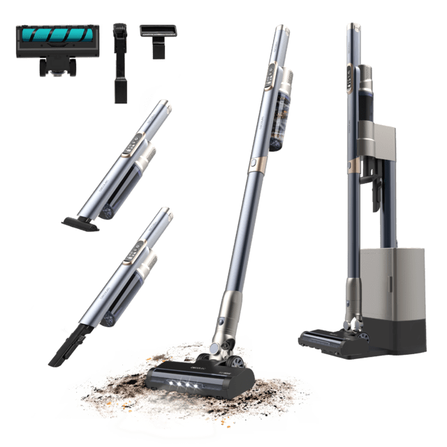 Cecotec Scoba 2100 Station Aspirador escoba sin cables sin bolsa ligero con base de autovaciado Scoba 2100 Station. Motor Digital Brushless de 210 W y 20 kPa de presión de succión. Autonomía de hasta 40 minutos. Dos modos de