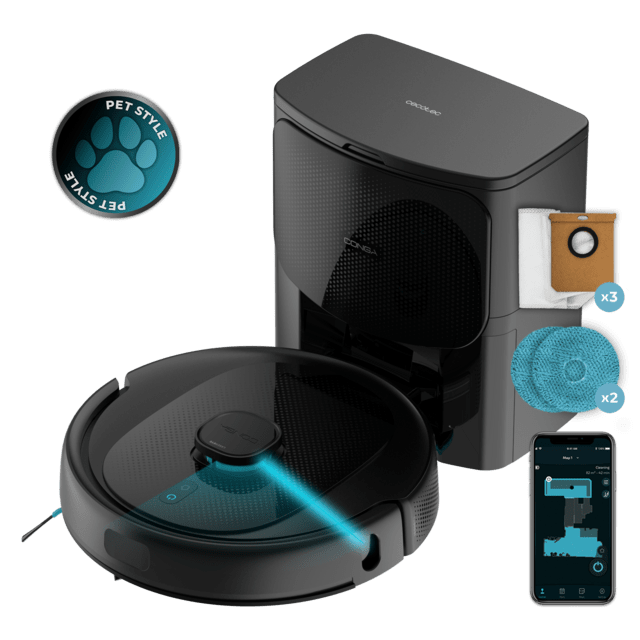 Cecotec Conga 9590 Spin Revolution Ultra Power Home Robot aspirador con navegación láser. Evita objetos. 4 en 1: barre aspira friega y pasa las mopas. 10.000 Pa de succión. Máximo 240 minutos de autonomía. Fregado profesion