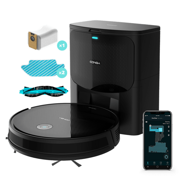 Cecotec Conga 2499 Ultra Home Titanium Robot aspirador con base de autovaciado. Cuenta con tecnología giroscópica limpieza ordenada de la totalidad de la superficie recorrida. Friega aspira y barre a la vez. Potencia de succi