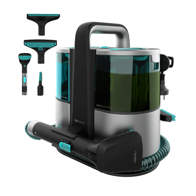 Cecotec Conga 4000 Carpet&Spot Clean XL Advance Limpiatapicerías con 600 W de potencia y 14 kPa. Dos depósitos: agua limpia y agua sucia. Pulverizador de agua. Accesorio de ventanas y tres boquillas de succión. Limpiatapicer
