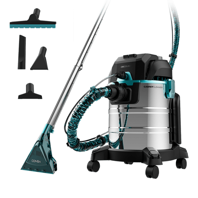 Cecotec Conga CarpetClean 20000 Pro Aspirador de tapicerías de gran tamaño que permite a su vez aspirar sólidos y líquidos con 1400 W de potencia y 22 kPa. Aspirador de sólidos líquidos tapicerías sofás y jardín.   Envío gratis