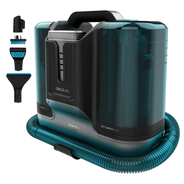 Cecotec Conga Carpet&Spot Clean Liberty XL Aspirador de tapicerías con Potencia de 150W con batería y autonomía de 30 minutos. Dos depósitos uno de agua limpia y otro de agua sucia. Pulverizador de agua y accesorio limpia ve