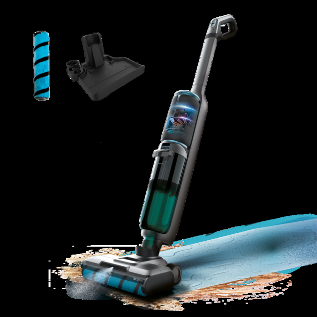 Cecotec FreeGo Wash&Vacuum Spray Fregona eléctrica de 250 W. Friega y aspira a la vez. 35 minutos de autonomía. Rodillo absorbente Wet Jalisco. Spray de agua desincrustante contra la suciedad. Depósito de agua limpia de 700 m Precio de fábrica