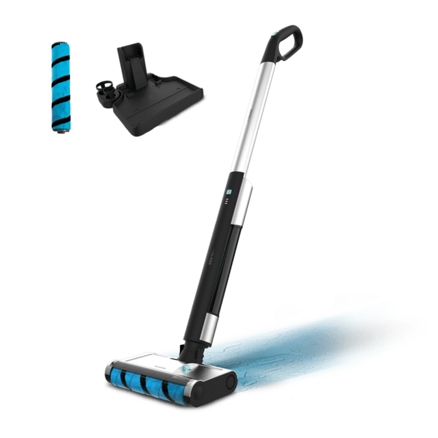 Cecotec FreeGo Wash Fregona eléctrica de 40W. Con hasta 40 minutos de autonomía. Rodillo absorbente Wet Jalisco. Depósito de agua limpia de 420 ml y depósito de agua sucia de 150 ml. Pulverizador automático sobre el rodillo Oferta especial de fábrica