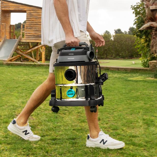 Cecotec Conga Rockstar Wet & Dry Steel Max Aspirador de sólidos y líquidos de metal que permite una mayor durabilidad y resistencia con capacidad de 20 L y 1400 W de potencia para acabados perfectos. Aspirador de agua sólidos Último día