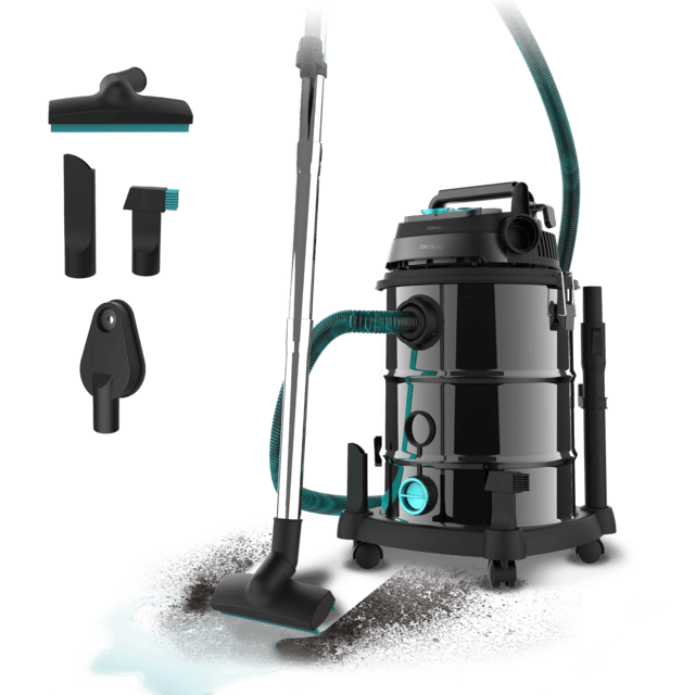 Cecotec Conga Rockstar Wet & Dry Steel Pro Tool Aspirador de sólidos y líquidos de metal que permite una mayor durabilidad y resistencia con capacidad de 30 L y 1600 W de potencia para acabados perfectos. Incluye enchufe para Promoción por tiempo limitado