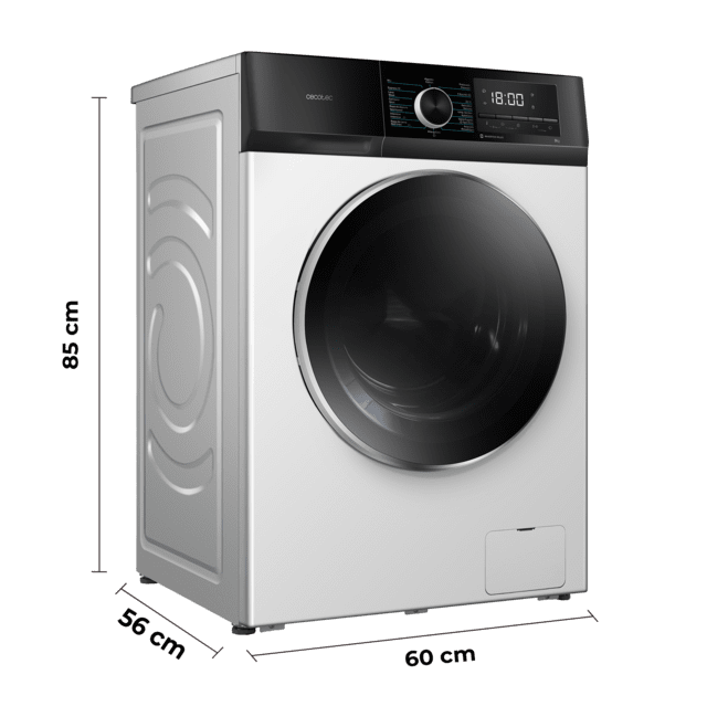 Cecotec Bolero DressCode 9500 Inverter A Lavadora de carga frontal de 9 Kg blanca 1400 rpm Motor Inverter Plus SteamMax Drum Clean Allergy Care Pearl Drum Delay Start Stop&Go display LED y acabados cromados programa ECO y KidLoc Descuentos del mes