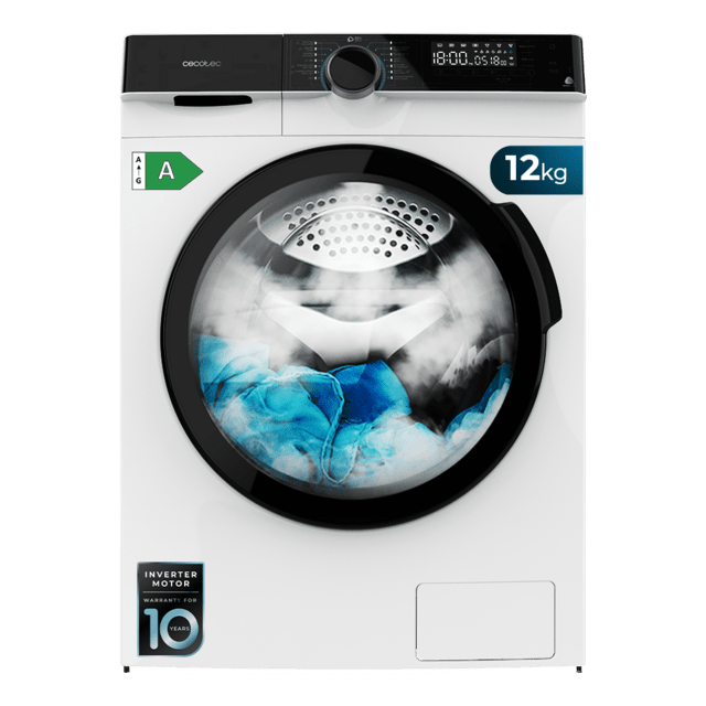 Cecotec Bolero DressCode 121000 A Lavadora con capacidad de 12 Kg 1400 rpm máximas regulables certificación WoolMark clase A Motor Inverter plus 14 programas Spa Care programa My Fav Comfort mode Soil Level Sterilizacion limpi