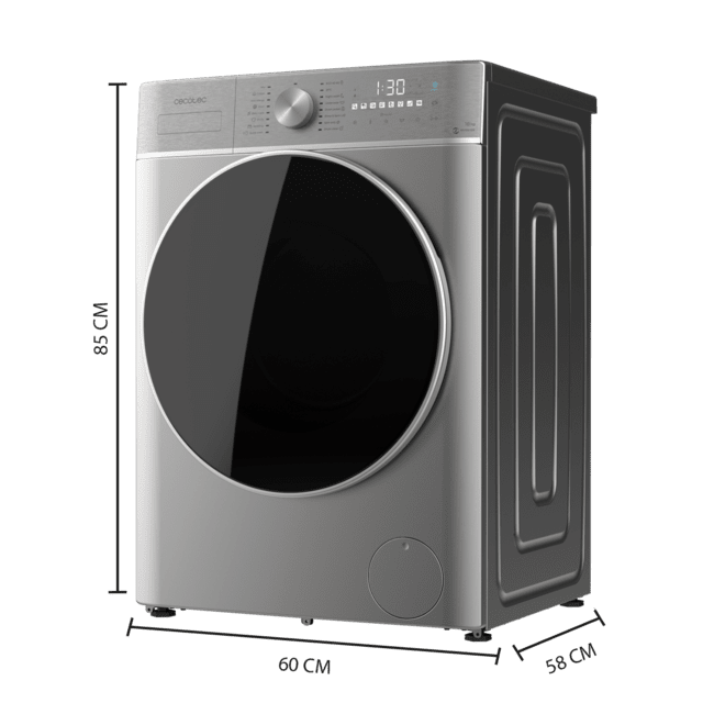 Cecotec Bolero DressCode 10800 Inverter Steel A Lavadora de carga frontal steel de 10 kg de capacidad y 1400 rpm 16 programas Clase A Motor Inverter Plus Steam Max lavado inteligente y detector de carga. Lavadora de carga fronta Outlet