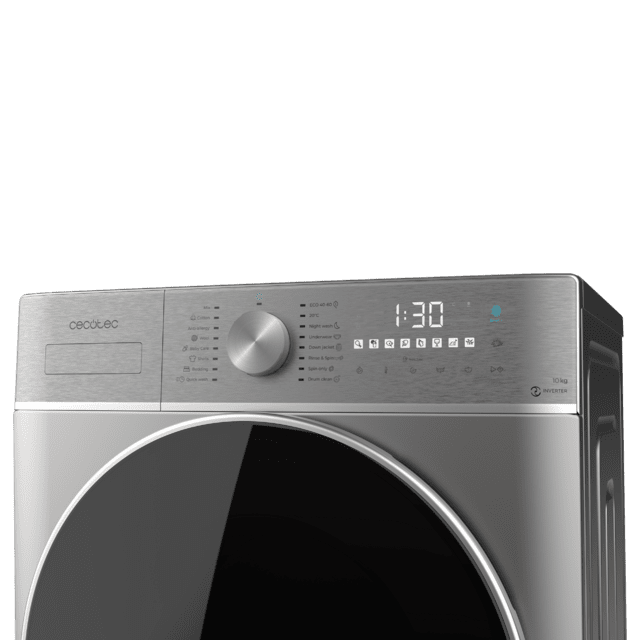 Cecotec Bolero DressCode 10800 Inverter Steel A Lavadora de carga frontal steel de 10 kg de capacidad y 1400 rpm 16 programas Clase A Motor Inverter Plus Steam Max lavado inteligente y detector de carga. Lavadora de carga fronta Outlet