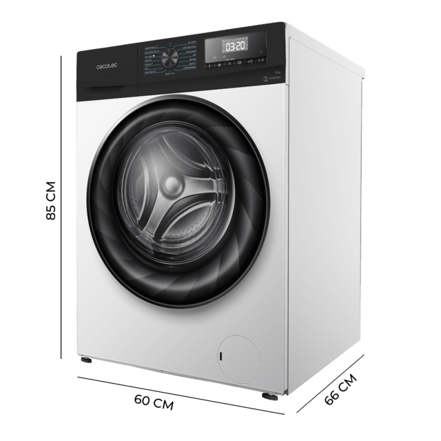 Cecotec Bolero DressCode 120700 Inverter A Lavadora con capacidad de 12 Kg 1400 rpm 15 programas Clase A Motor inverter plus con vapor SteamMax y tecnología Jet Wash. Lavadora 12 kg Gran oferta