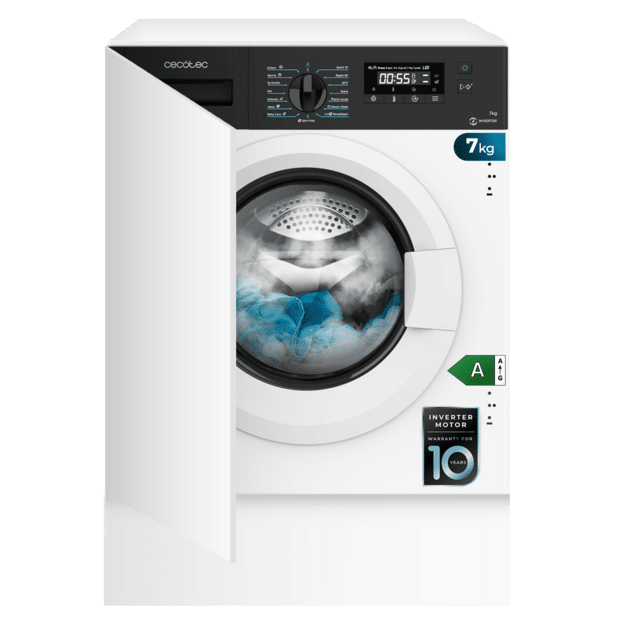 Cecotec Bolero DressCode 740 BI Inverter A Lavadora integrable de 7 kg de capacidad y 1350 rpm 16 programas clase A Motor Inverter Plus SteamMax. Lavadora integrable de 7 kg Envío gratis