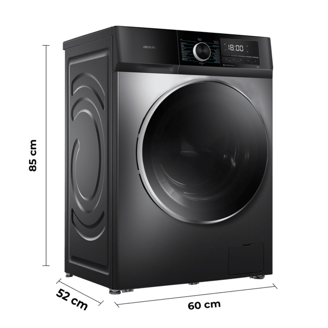 Cecotec Bolero DressCode 8500 Inverter Steel A Lavadora de carga frontal de 8 Kg steel 1400 rpm Motor Inverter Plus SteamMax Drum Clean Allergy Care Pearl Drum Delay Start Stop&Go display LED y acabados cromados programa ECO y K Promoción trimestral