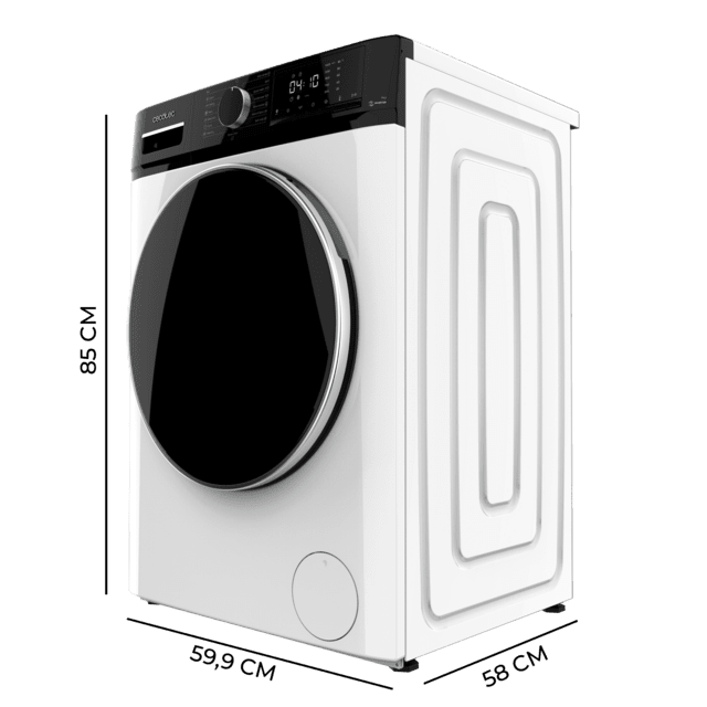 Cecotec Bolero DressCode 9610 Inverter A Lavadora de carga frontal blanca de 9 Kg de capacidad 1400 RPM Clase A Steam Max Motor inverter plus 15 programas OnSmart Fuzzy Logic Smooth Wash Stop&Go Goma antibacteriana y Drum Clean. Libre de impuestos