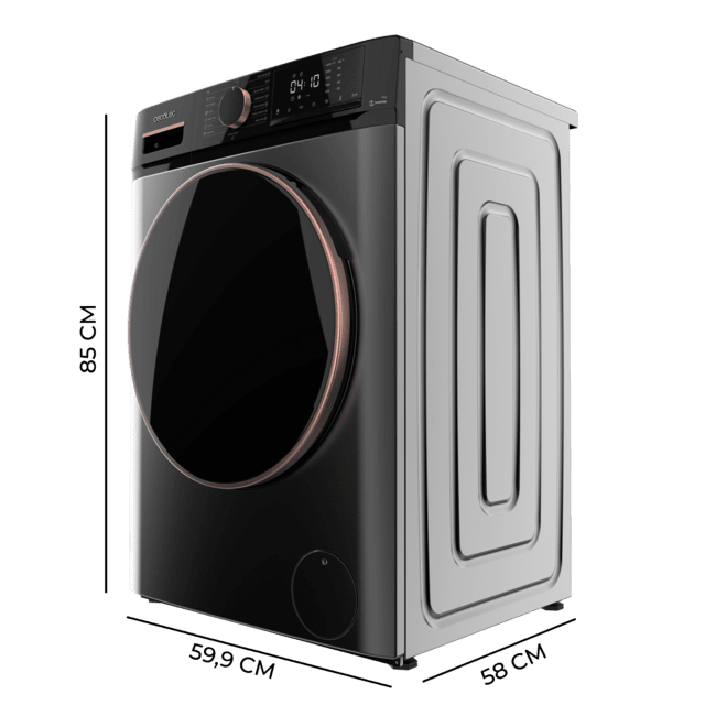 Cecotec Bolero DressCode 9610 Inverter Steel A Lavadora de carga frontal steel de 9 Kg de capacidad 1400 RPM Clase A Steam Max Motor inverter plus 15 programas OnSmart Fuzzy Logic Smooth Wash Stop&Go Goma antibacteriana y Drum C Oferta exclusiva