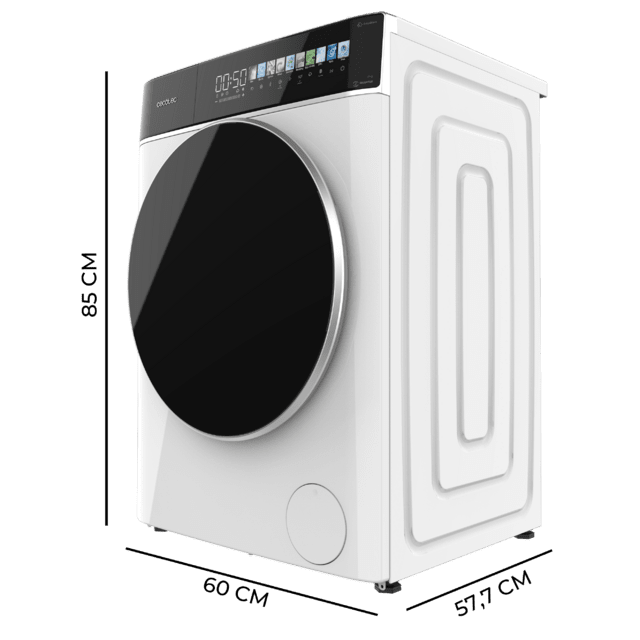 Cecotec Bolero DressCode 9900 Autodose Inverter FullColor A Lavadora Autodosis de carga frontal blanca de 9 kg de capacidad y 1400 rpm Pantalla FullColor 10 3" 11 programas Motor Inverter Plus SteamMax Clase A Sanitize OnSmart F Descuento por venta flash