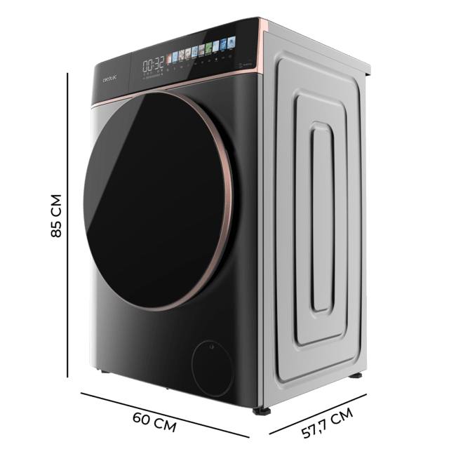 Cecotec Bolero DressCode 9900 Inverter FullColor Steel A Lavadora de carga frontal steel de 9 kg de capacidad y 1400 rpm Pantalla FullColor 10 3" 11 programas Motor Inverter Plus SteamMax Clase A Sanitize OnSmart Fuzzy Logic Smo Rebajas de fin de temporada