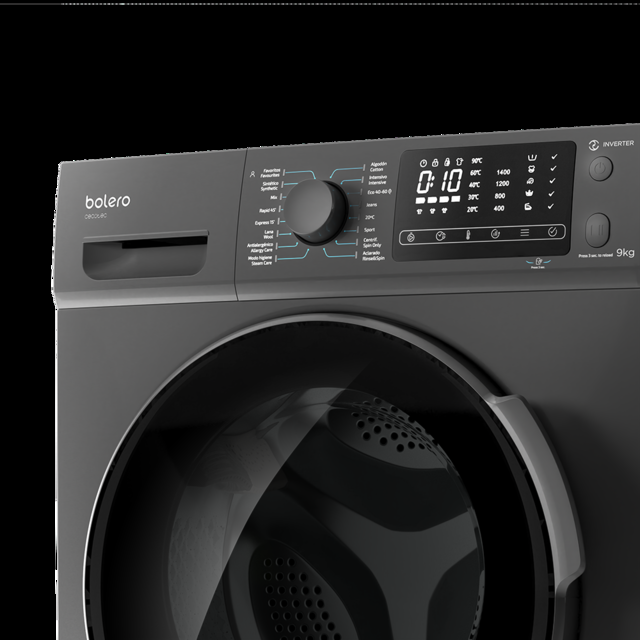 Cecotec Bolero DressCode 9600 Inverter Steel. Lavadora 9 Kg Carga Frontal 1400 rpm 2000 W Motor Inverter Plus 16 Prog Elimina alérgenos DelayStart DiamonCare Lavadora Tienda