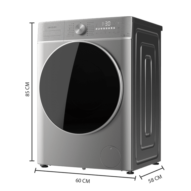Cecotec Bolero DressCode 9800 Inverter Steel A Lavadora de carga frontal Steel de 9 kg de capacidad y 1400 rpm Clase A 16 programas Motor Inverter Plus SteamMax OnSmart SpaCare Fuzzy Logic y Display táctil XXL. Lavadora de carg Liquidación