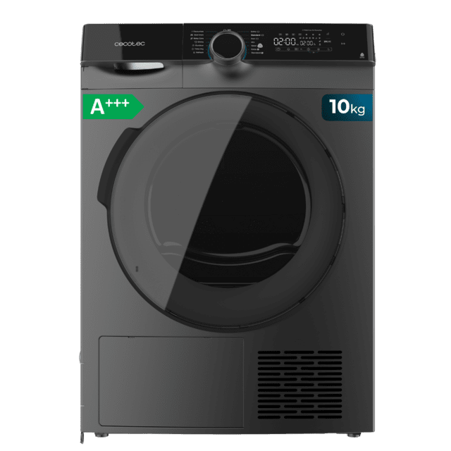 Cecotec Bolero Dresscode Dry 10500 Inverter Steel Secadora bomba de calor con capacidad de 10kg clase A+++ Motor Inverter Plus certificación Woolmark 14 programas y funciones UV Care y Planchado Fácil Secadora