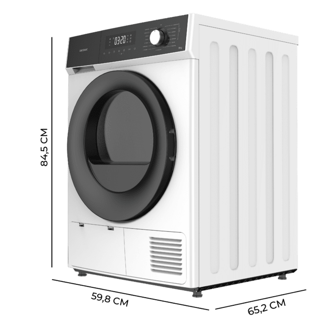 Cecotec Bolero Dresscode Dry 9300 Secadora Bomba de calor color blanco de 9 kg Clase A++ 15 programas con secado automático Planchado Fácil Stop&Go función Silence Delay Start y KidLock Secadora Últimos 2 días