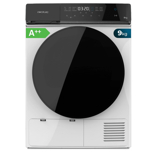 Cecotec Bolero DressCode Dry 9400 A++ Secadora Bomba de calor de 9 kg Clase A++ Full Touch Plancha Fácil 15 prgramas y Tambor de acero inoxidable. Secadora de ropa 9kg