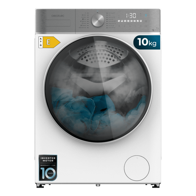 Cecotec Bolero Wash&Dry 10680 Inverter B Lavadora secadora de 10 kg - 6 kg de capacidad y 1400 rpm 16 programas Motor Inverter Plus clase B SteamMax OnSmart Fuzzy Logic SpaCare y detector de carga. Lavadora secadora 