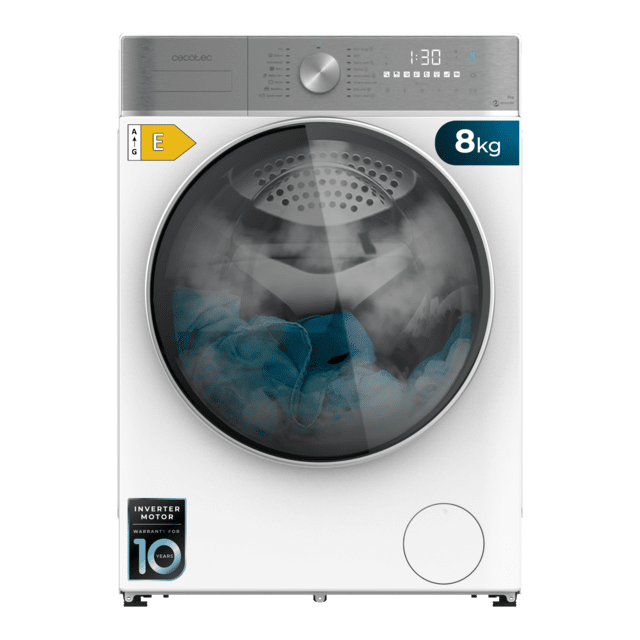 Cecotec Bolero Wash&Dry 8580 Inverter B Lavadora secadora de 8 kg - 5 kg de capacidad y 1400 rpm 16 programas Motor Inverter Plus clase B SteamMax OnSmart Fuzzy Logic SpaCare y detector de carga. Lavadora secadora 