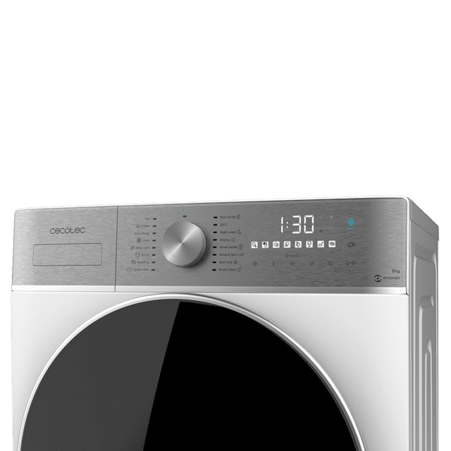Cecotec Bolero Wash&Dry 8580 Inverter B Lavadora secadora de 8 kg - 5 kg de capacidad y 1400 rpm 16 programas Motor Inverter Plus clase B SteamMax OnSmart Fuzzy Logic SpaCare y detector de carga. Lavadora secadora  Liquidación