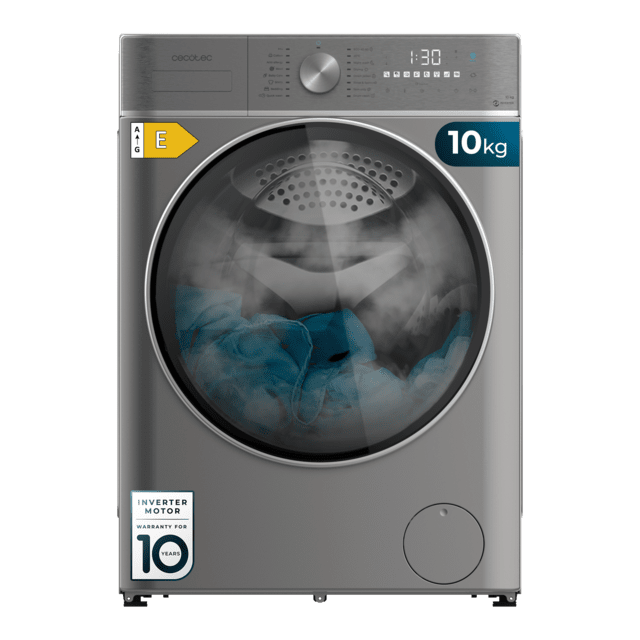 Cecotec Bolero Wash&Dry 10680 Inverter Steel B Lavadora secadora de 10 kg - 6 kg de capacidad y 1400 rpm 16 programas Motor Inverter Plus clase B lavado inteligente y detector de carga. Lavadora secadora 