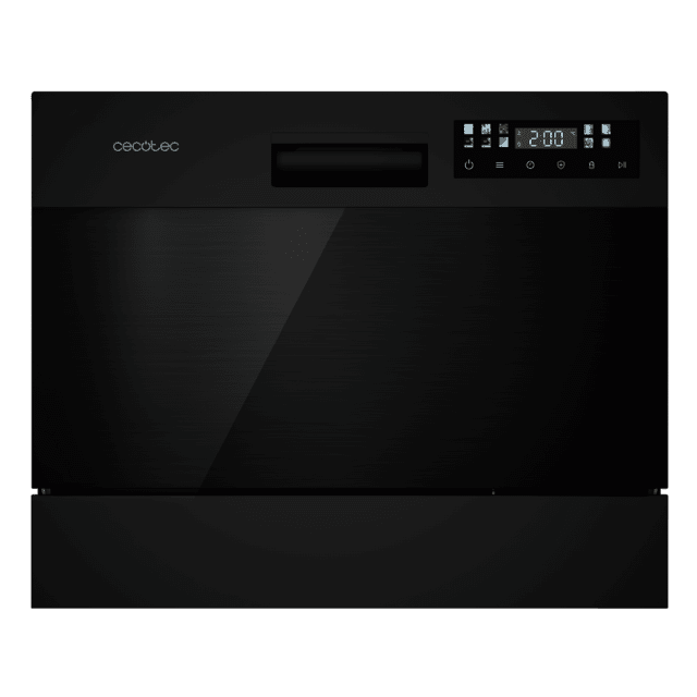 Cecotec Bolero Aguazero 2300 Dark Lavavajillas negro compacto de 6 cubiertos 8 programas y clase D. Con pantalla Color Touch Panel y función Delay Start Mini lavavajillas pequeño Ahorra y exporta