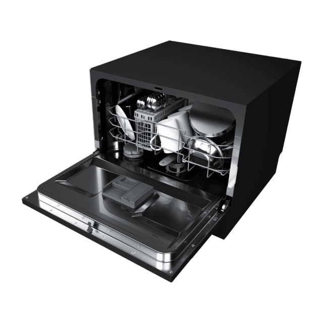 Cecotec Bolero Aguazero 2300 Dark Lavavajillas negro compacto de 6 cubiertos 8 programas y clase D. Con pantalla Color Touch Panel y función Delay Start Mini lavavajillas pequeño Ahorra y exporta