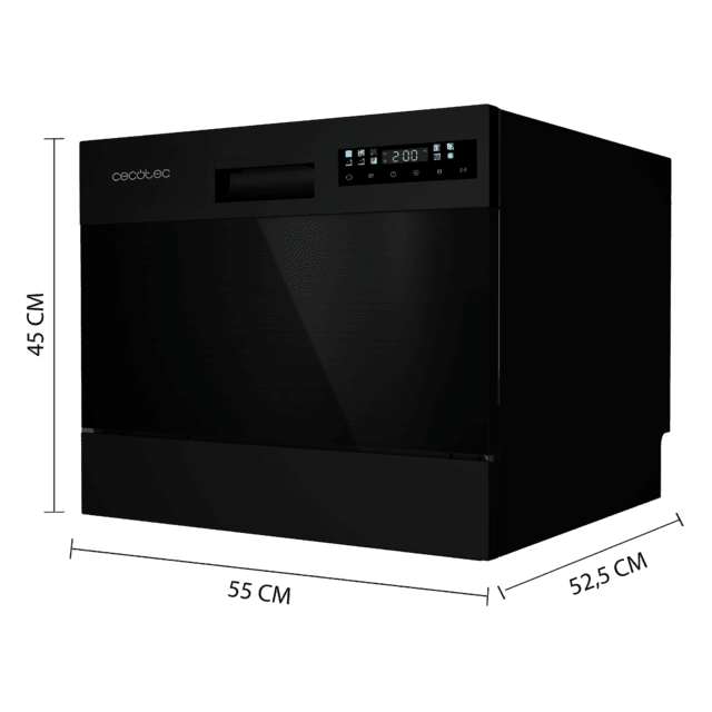 Cecotec Bolero Aguazero 2300 Dark Lavavajillas negro compacto de 6 cubiertos 8 programas y clase D. Con pantalla Color Touch Panel y función Delay Start Mini lavavajillas pequeño Ahorra y exporta