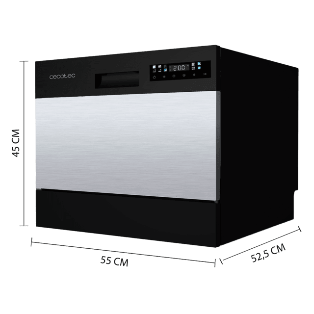 Cecotec Bolero Aguazero 2300 Inox Lavavajillas acero inoxidable compacto de 6 cubiertos 8 programas y clase D. Con pantalla Color Touch Panel y función Delay Start Mini lavavajillas pequeño Precios de Black Friday