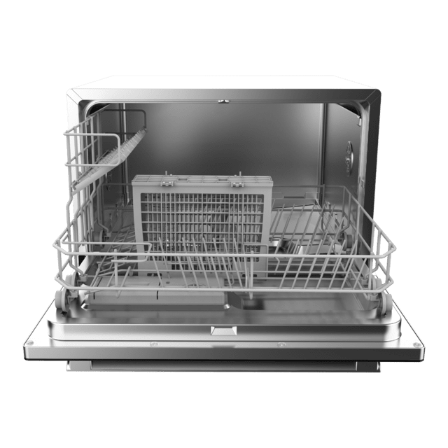 Cecotec Bolero Aguazero 2400 White Glass Lavavajiillas compacto de 6 servicios acabado cristal blanco con clase energética D 5 programas Touch Control Panel funciones Delay Start y Child Lock y cesta para cubiertos Lavavajiilla Libre de impuestos