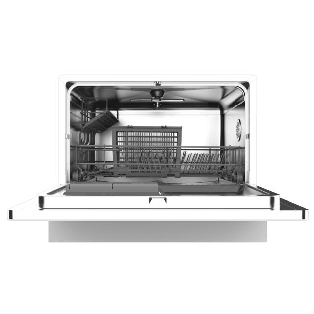 Cecotec Bolero Aguazero 2500 S-BI White Glass Lavavajiillas semi-integrable compacto de 6 servicios acabado cristal blanco con clase energética D 5 programas Touch Control Panel funciones Delay Start y Child Lock y cesta para c Oferta exclusiva