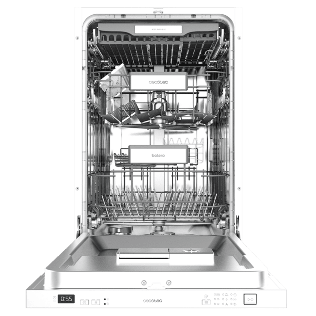 Cecotec Bolero Aguazero 4101 Full-BI E Lavavajillas integrable de 45cm Clase E 11 cubiertos 6 programas con Dual Zone Wash Auto Wash Delay Start y Electronic AquaStop. Lavavajillas intregable 45 cm Última moda