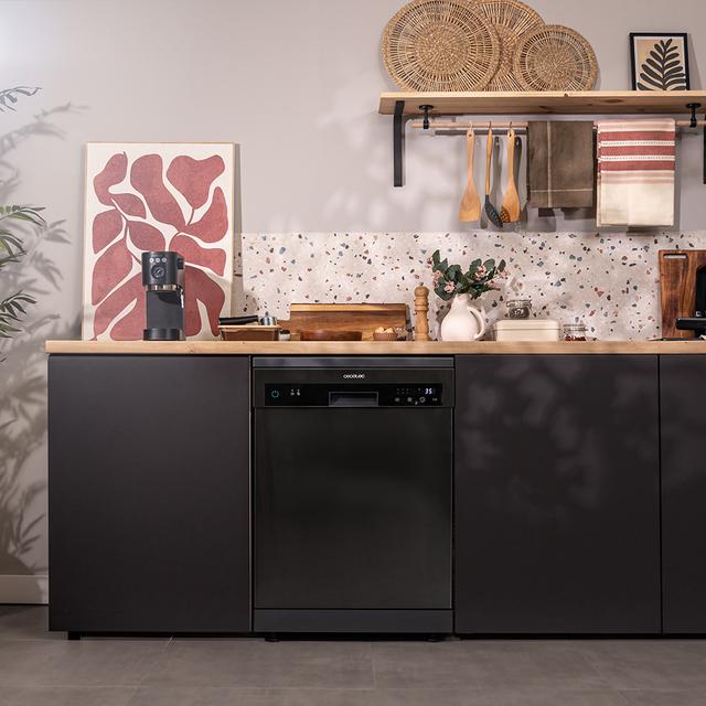 Cecotec Bolero Aguazero 6200 Dark D Lavavajillas de 60cm Clase D 14 cubiertos 6 programas con Dual Zone Wash Dry+ Turbo Dry+ Media carga y Delay Start. Lavavajillas 60 cm Devoluciones gratuitas