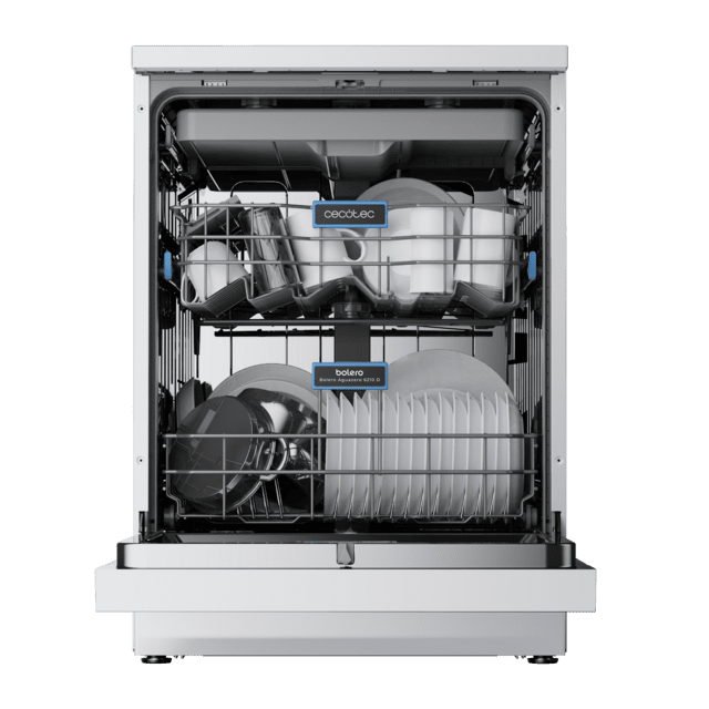 Cecotec Bolero Aguazero 6210 D Lavavajillas Bolero de 60cm blanco 15 cubiertos Clase D Pantalla FullColor XXL Tercera bandeja 8 programas Dual Zone Wash Dry+ Bandeja Ajustable Machine Care Media Carga Delay Start y Child Lock. L En línea