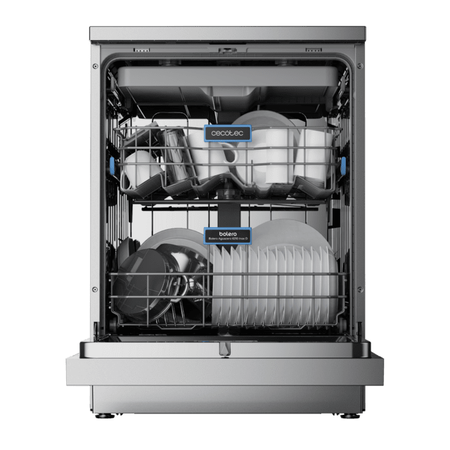 Cecotec Bolero Aguazero 6210 Inox D Lavavajillas Bolero de 60cm inox 15 cubiertos Clase D Pantalla FullColor XXL Tercera bandeja 8 programas Dual Zone Wash Dry+ Bandeja Ajustable Machine Care Media Carga Delay Start y Child Lock Outlet online