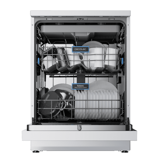 Cecotec Bolero Aguazero 6700 B Lavavajillas Bolero de 60cm blanco 15 cubiertos Clase B Motor Inverter Plus Pantalla FullColor XXL 8 programas O2 Dry Turbo Dry+ Dual Zone Wash Long Storage Bandeja Ajustable Machine Care Media Car Rebajas baratas