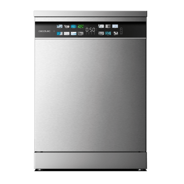 Cecotec Bolero Aguazero 6700 Inox B Lavavajillas Bolero de 60cm inox 15 cubiertos Clase B Motor Inverter Plus Pantalla FullColor XXL 8 programas O2 Dry Turbo Dry+ Dual Zone Wash Long Storage Bandeja Ajustable Machine Care Media Los más vendidos