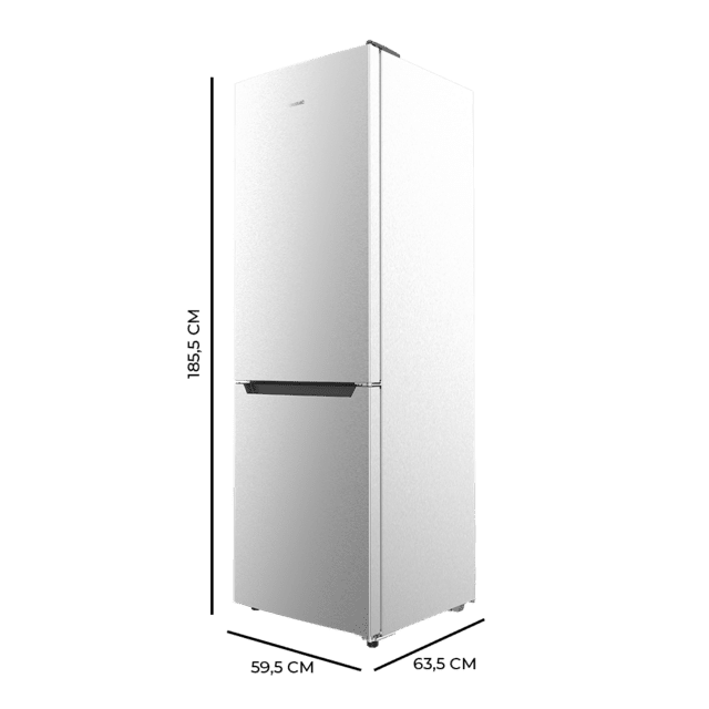 Cecotec Bolero CoolMarket 322 Inox E Frigorífico Combi Inox con 322 litros de capacidad 185 cm de alto 60 cm de ancho y clase E. Con sistema Multi Air Flow Total No Frost y 2 cajones para los productos frescos. Frigorífico com Rebajas online