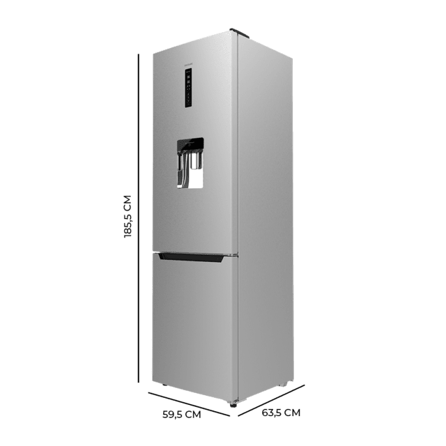 Cecotec Bolero CoolMarket Combi 322 WD Inox D Frigorífico Combi Inox con dispensador de agua 322 litros de capacidad 185 cm de alto y 60 cm de ancho motor inverter plus y clase D. Con sistema Multi Air flow Total No Frost y 2 c Envío gratis