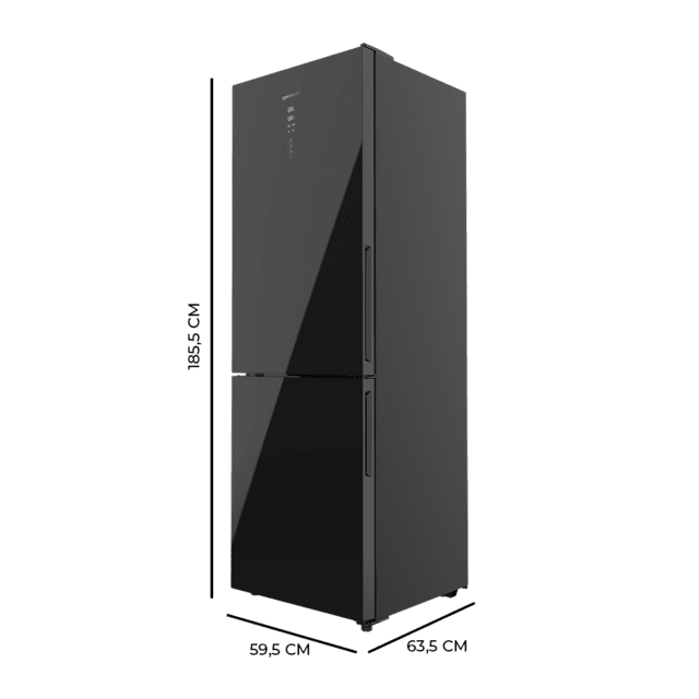 Cecotec Bolero CoolMarket 322 Glass Black D Frigorífico Combi de cristal color negro con 322 litros de capacidad 185 cm de alto y 60 cm de ancho motor inverter plus y clase D. Total No Frost y 2 cajones para los productos fresc COMPRAR AHORA