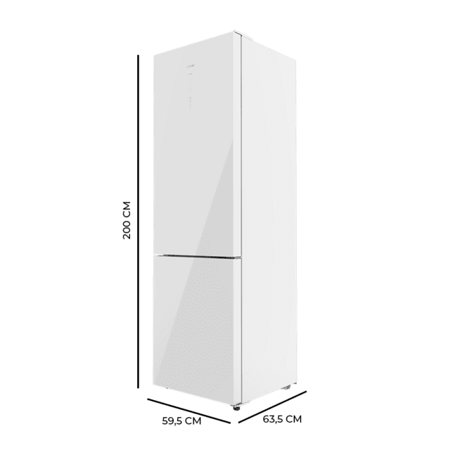 Cecotec Bolero CoolMarket 356 White Glass D Frigorífico Combi White Glass con 356 litros de capacidad 200 cm de alto y 60 cm de ancho clase D y motor inverter plus. Con sistema Multi Air Flow Total No Frost y 2 cajones para los Último día